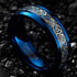 Men 8mm Beveled Edge Comfort-Fit Blue Silver Celtic Dragon Tungsten Wedding Band